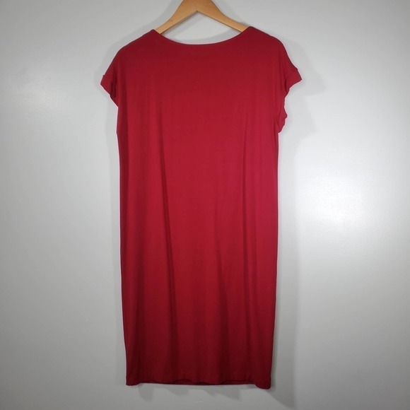 Eileen Fisher Extended Shoulder Cowl Neck Shift Dress Burgundy Size XS - Picture 4 of 9